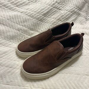 Old Navy Boy’s Faux Brown Leather Slip-On Sneakers - Never Worn
